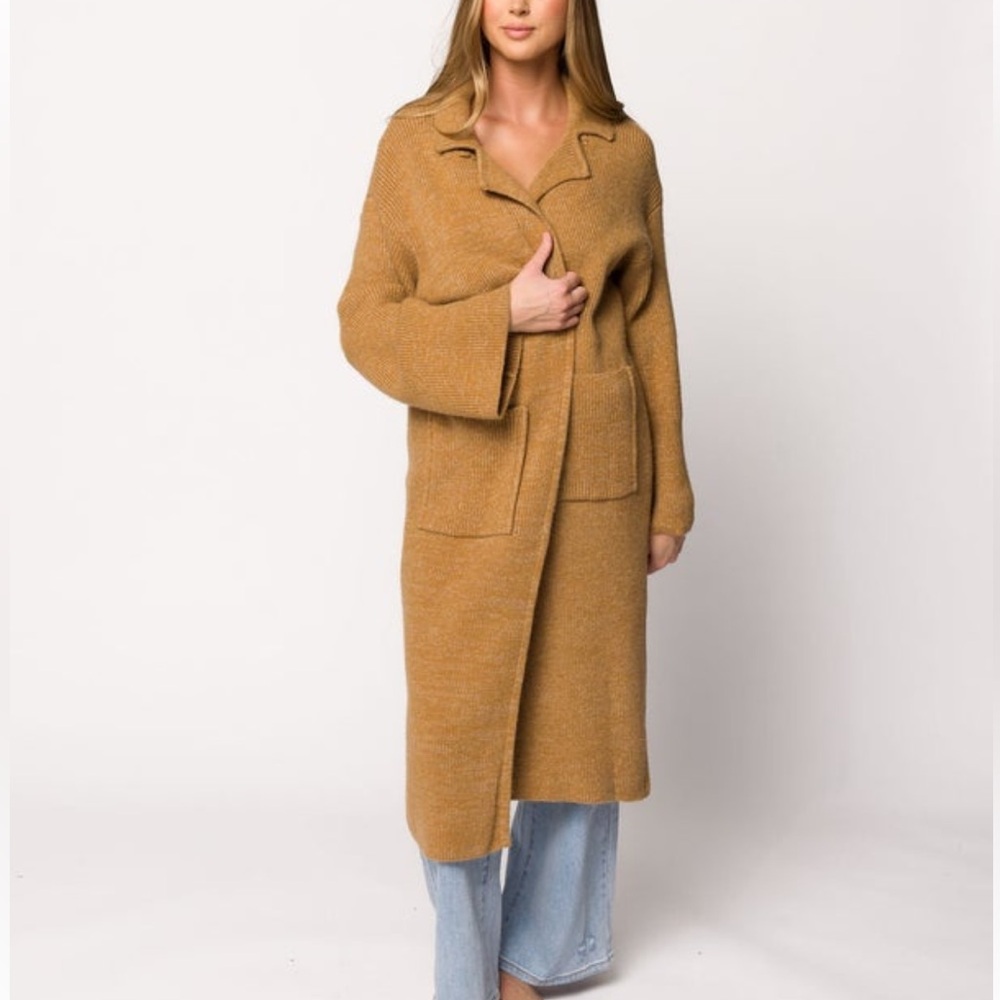 Knit Cardigan Coat in Caramel